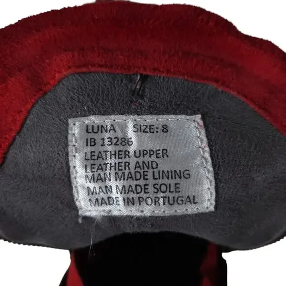 Miz Mooz Luna Ankle Boots 8 Red Leather Ruched Slouchy Relaxed Casual Chic - Picture 8 of 11